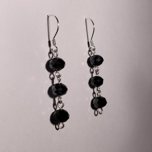 Black Crystal Chain Earrings
