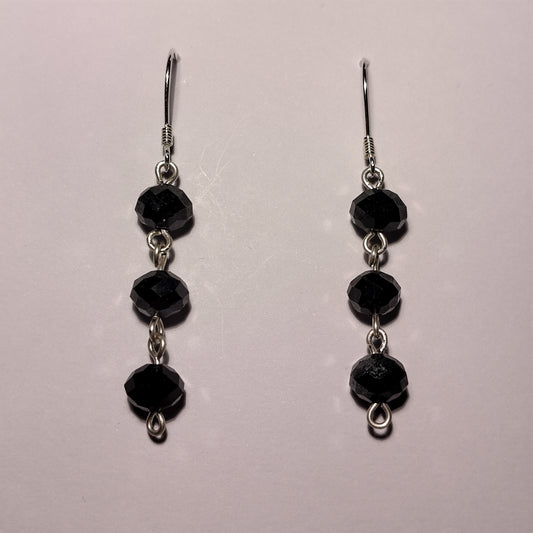 Black Crystal Chain Earrings