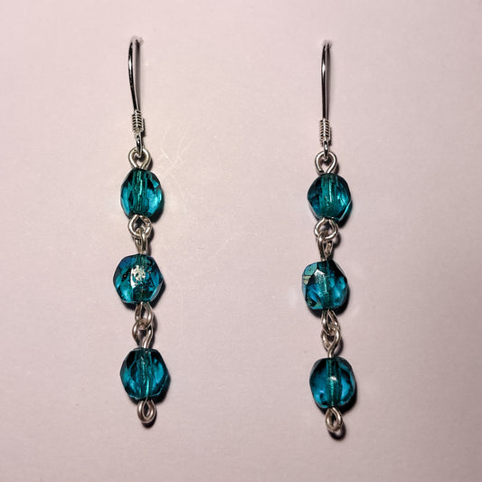 Blue Crystal Chain Earrings
