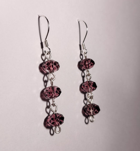 Purple Crystal Chain Earrings