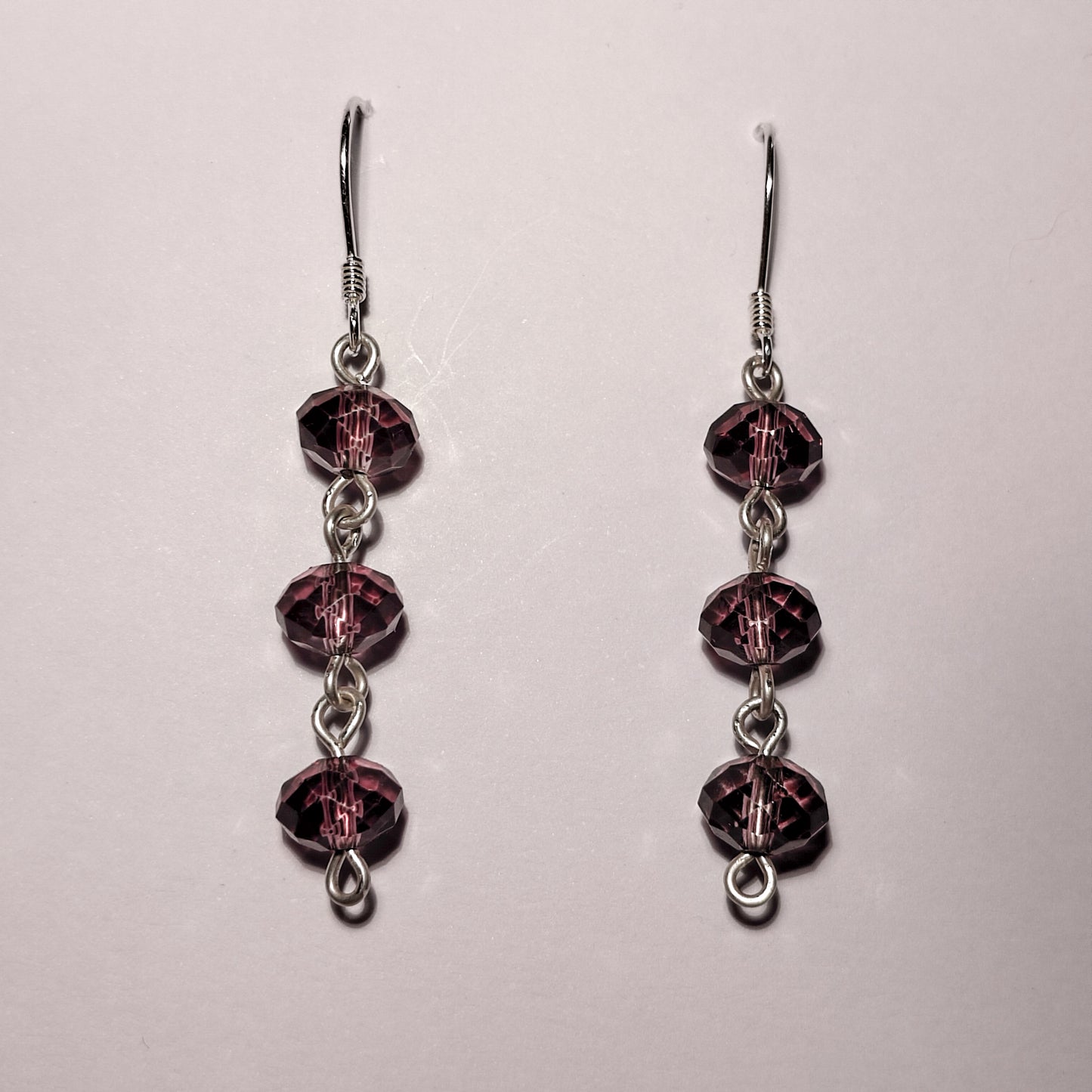 Purple Crystal Chain Earrings