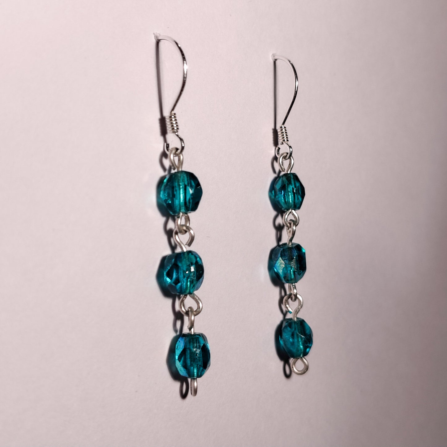 Blue Crystal Chain Earrings