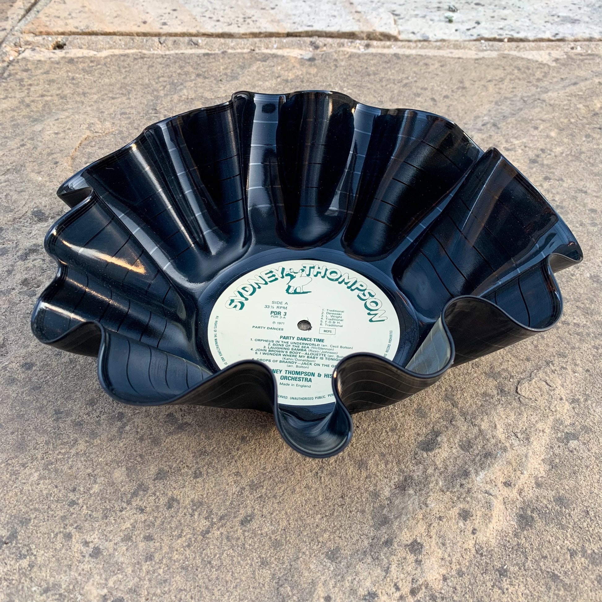 A wavy vinyl record bowl